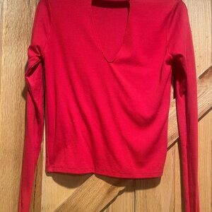 Zara Bold Red V-Neck Blouse